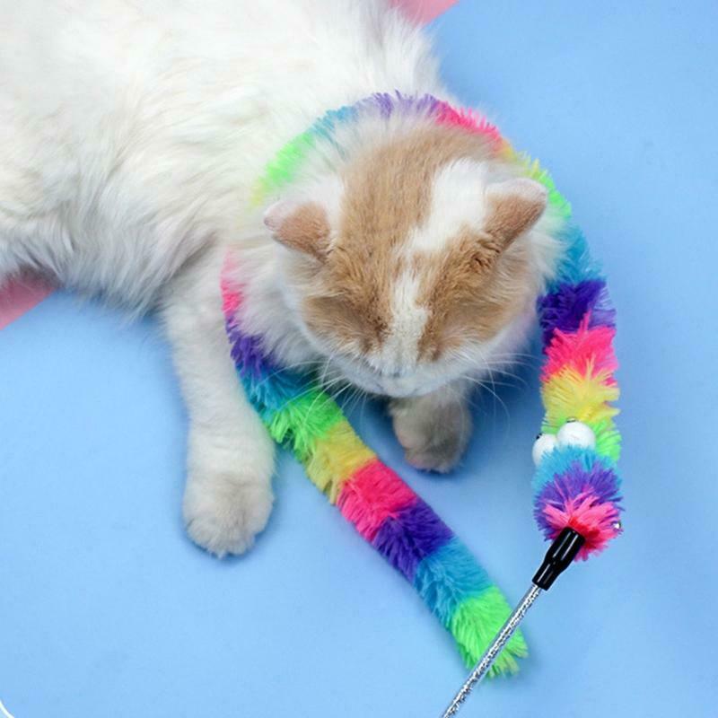 Cat Toys Interactive Play Wand with Feather Lifelike Caterpillar