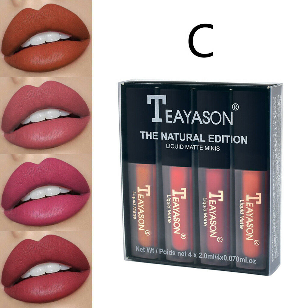 4pcs Lip Gloss Long Lasting Moisturizing Makeup Lipstick for Women Girls 03