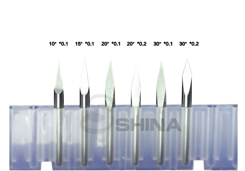 5x 30° 1/8" 3.175mm SHD 0.4mm CED Carbide Pyramid Engraving Bits CNC Router