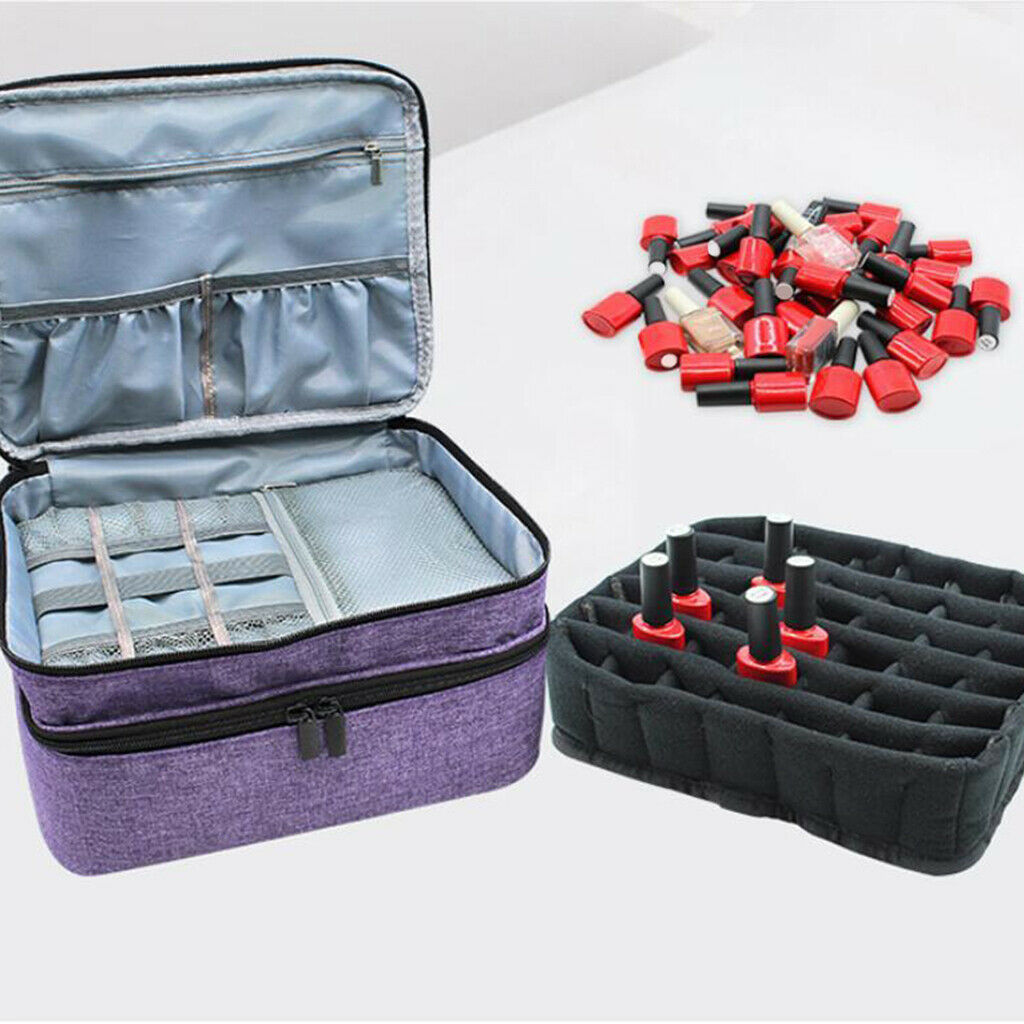 Nail Polish Holder Storage Case Box Organizer for 30 Bottle 5-15ml Purple