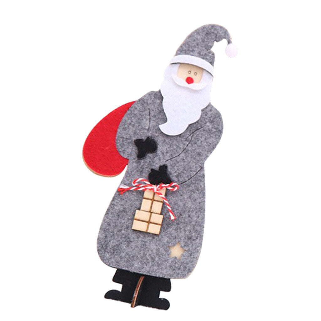 Christmas Felt Santa Claus Wooden Table Decoration Christmas Ornaments Grey