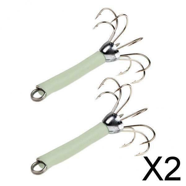 2X 2x Fishing Lures Squid Jigs Hooks with 8 Hook Design Umbrella-Shaped White