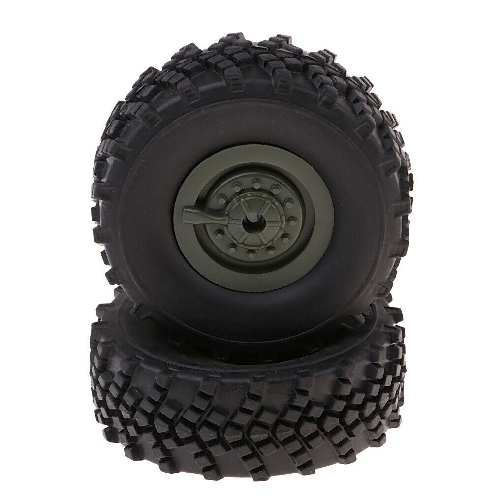 Pack of 4 Rubber Tires with  Green Wheels for Trucks