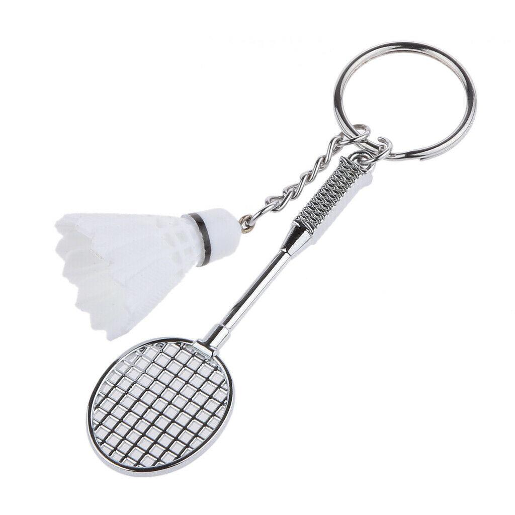 2Pcs Alloy Key Pendant Lovely Bedminton Key Chain Key Finder Fuchsia White