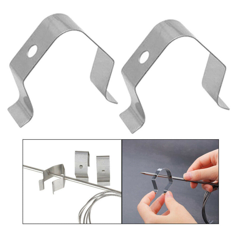 2 Pieces Thermometer Probe Holder Clips Heat-resist for BBQ Household Food
