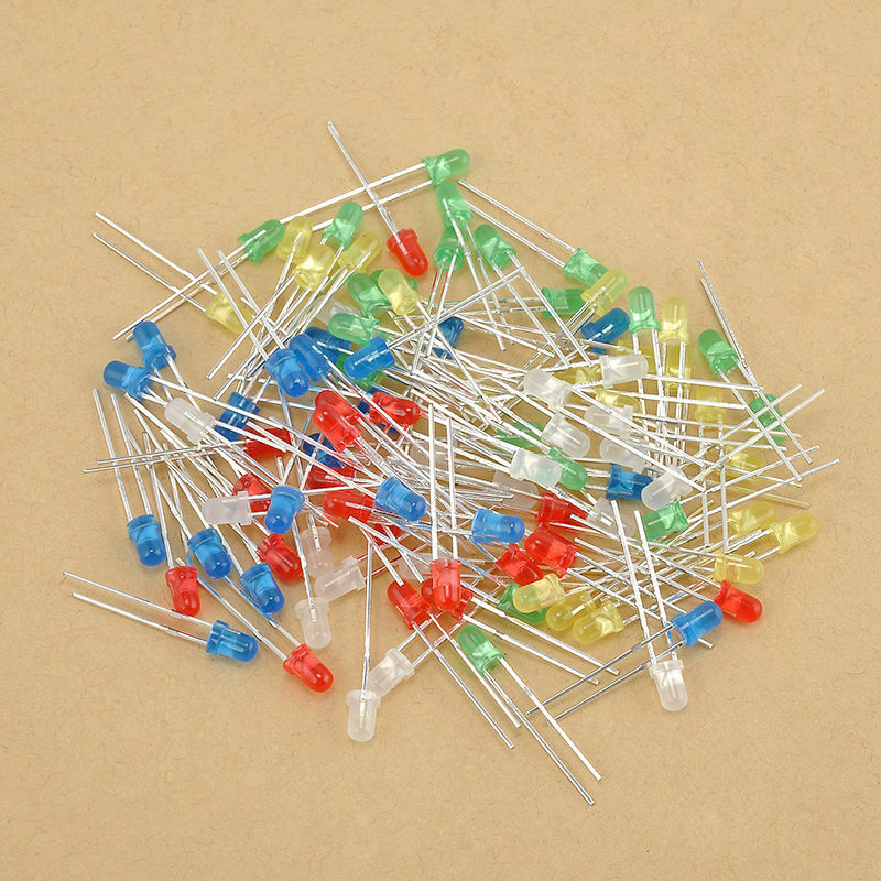 100pcs Lot 3mm White Green Red Blue Yellow LED Light Bulb Emitting Diode Lamps