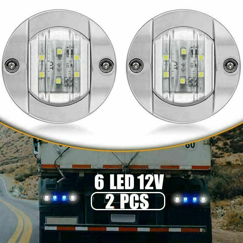 2X White 3" Round LED Side Marker Lights For Truck Trailer  Waterproof Clearance