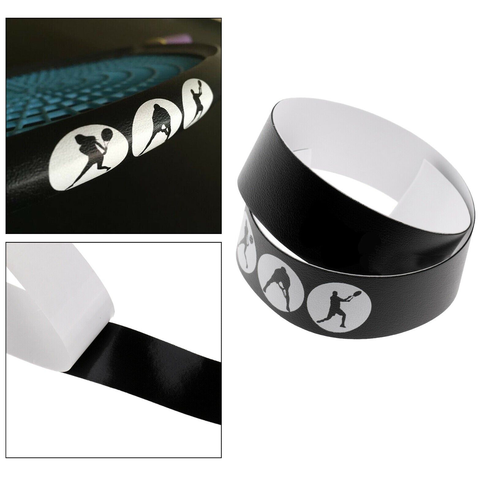 2X Tennis Racquet Head Protection Tape Tennis Accessories 40 X 2.5cm, Black