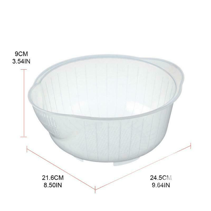 Rice Washing Bowl with Side and Bottom Drainers for Fruits and Vegetables Kitche