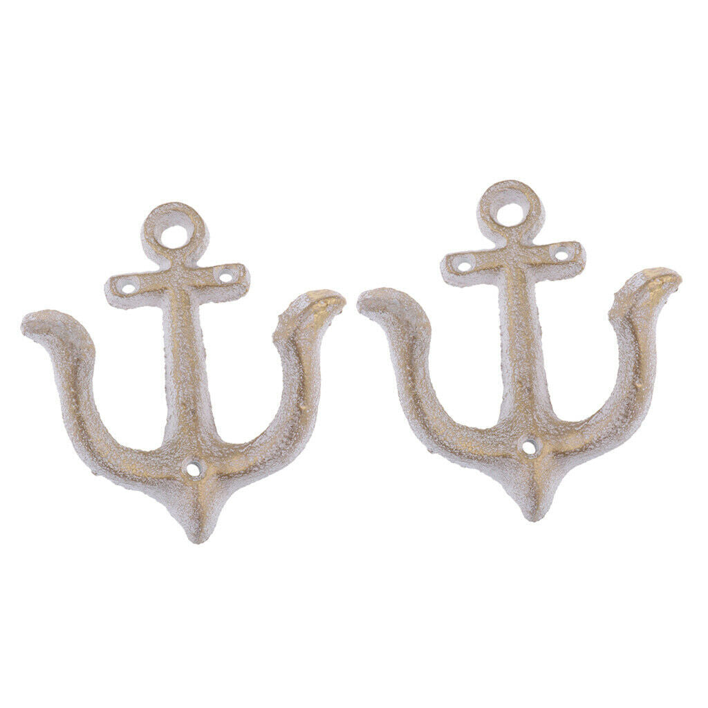 2 Pcs Wall Hook Bathroom Bedroom Heavy Duty Coat Hook Rack Hanger White