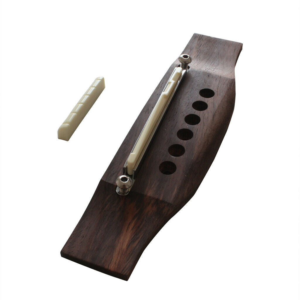 Replacement Rosewood Guitar Bridge Saddle Nut Hardware Kit for Folk Guitar