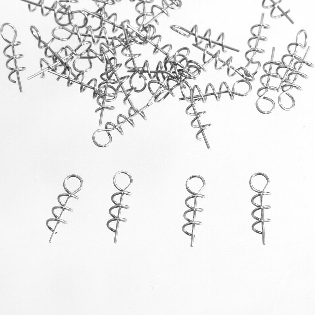 100Pcs Fishing Lures Pin Fixed Latch  Soft Worms Fishing Baits Spring