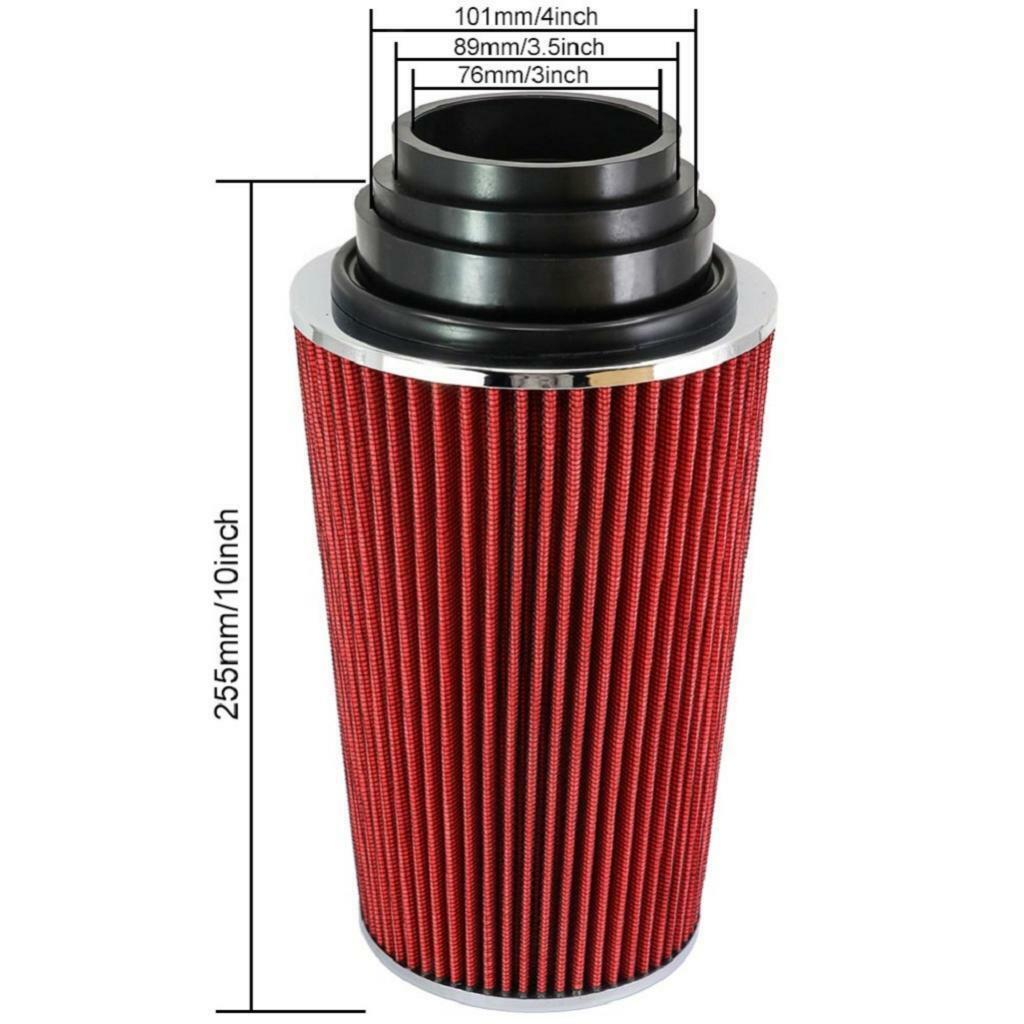 Red 76mm 89mm 101mm High Flow Universal Cold Air Intake Filter Cone