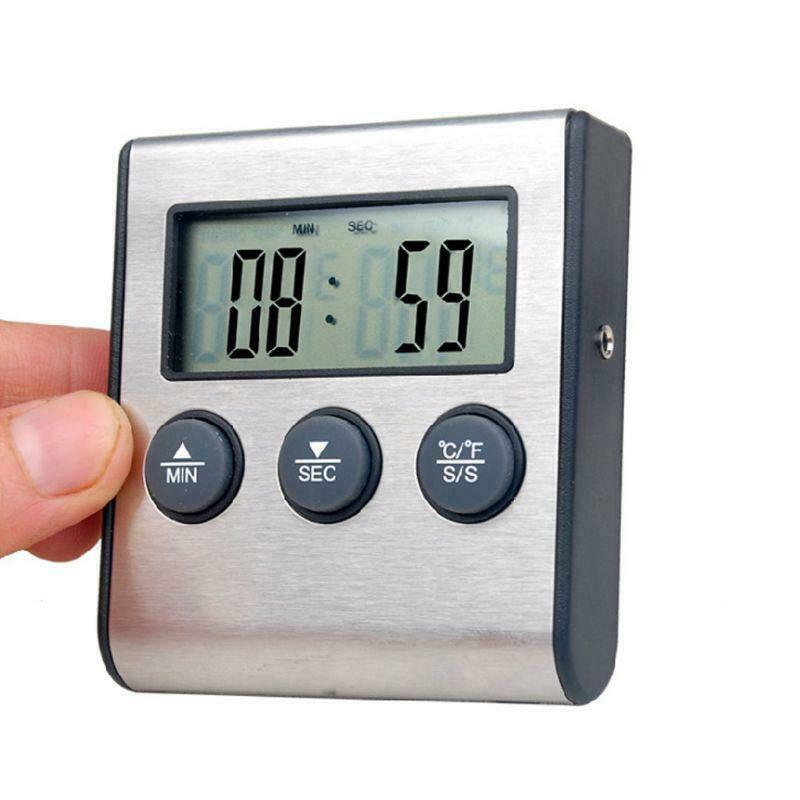 Digital Kitchen Thermometer LCD Display Long Probe Alarm for Grill Oven Food