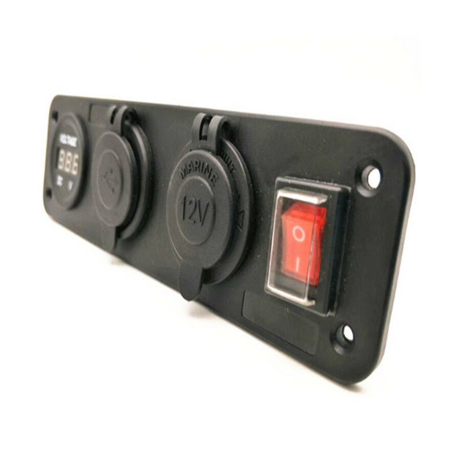 New Digital Voltmeter 4in1 Cigarette Lighter Socket Rocker Switch Dual USB Power