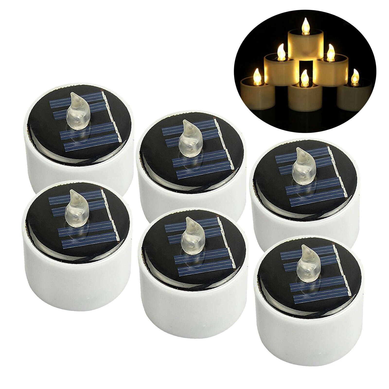 6PCS SOLAR POWERED LED CANDLE LED LIGHTS ROMANTIC LAMP DECORATION PARTY HOME