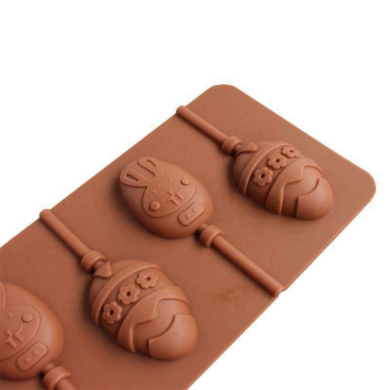 6 Cavity Easter Eggs Chocolate Lollipop Silicone Mold Candy Cookie Cake Mould