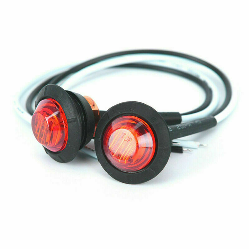 10x Red 3/4" Marker Lights Round 3 LED Truck Trailer RV Clearance Indicator 12V