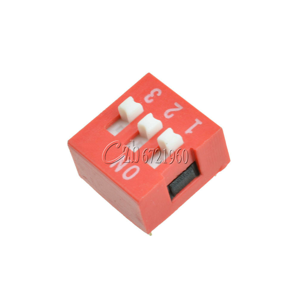 10pcs Red 2.54mm Pitch 3-Bit 3-Positions Way Slide Type DIP Switch Module NEW