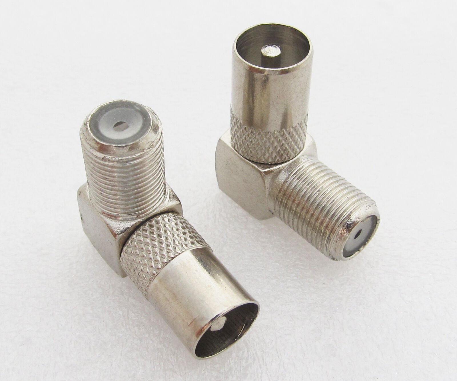 100pcs TV PAL Male Plug to F Type Female Right Angle Socket Connector RF Adapter