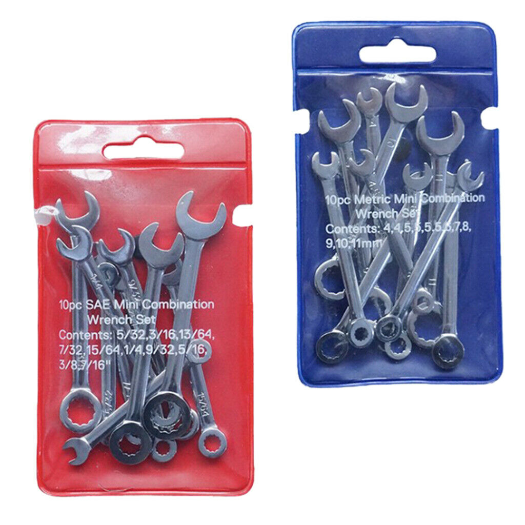 10 Pieces Steel Combination Spanner Wrench Set Flexible Head Metric 4-11MM