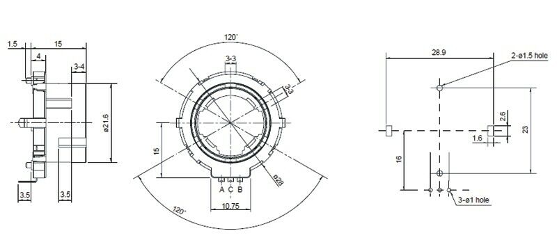 [3pcs] EC28B Encoder, Switch to Radio ROUND