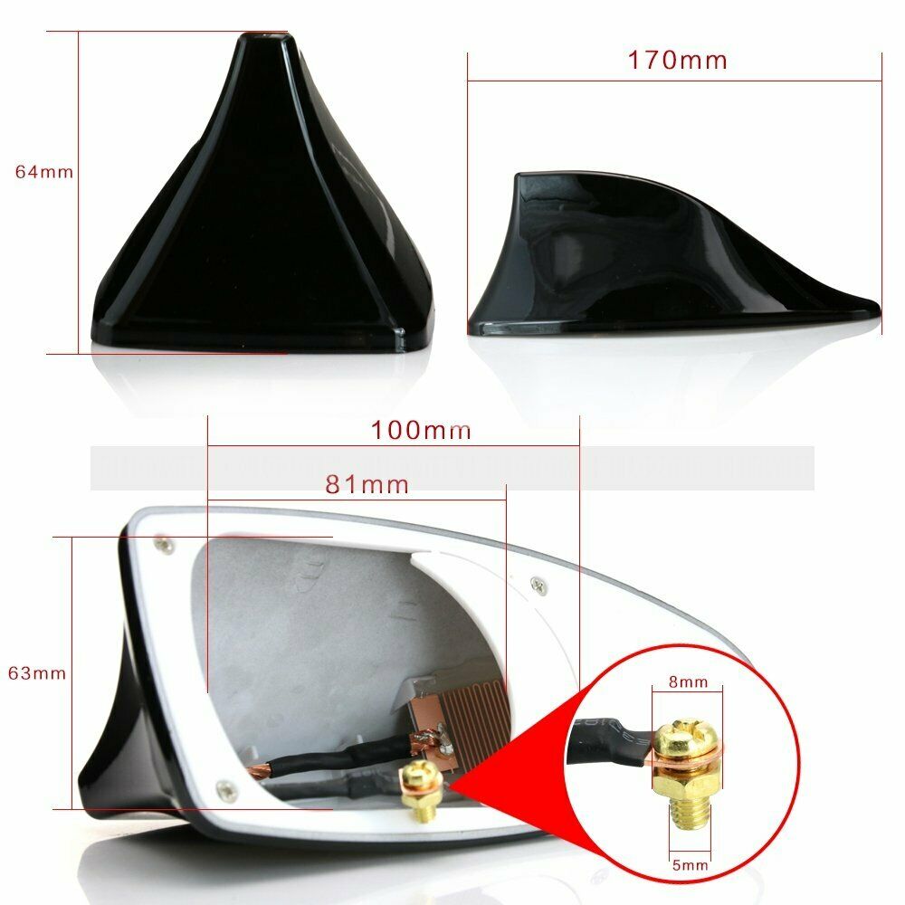 1x Car Exterior FM/AM Signal ABS Antenna Aerial White Shark Fin Shaped w/Cable