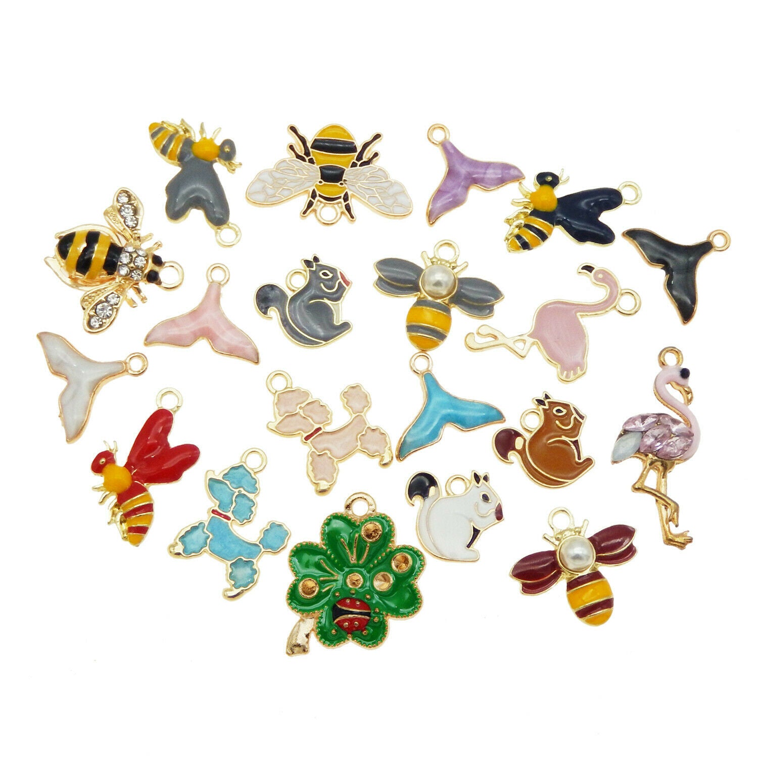 Lot of 10 Assorted Animals Alloy Charms Enamel Bracelet Earring Pendant Findings