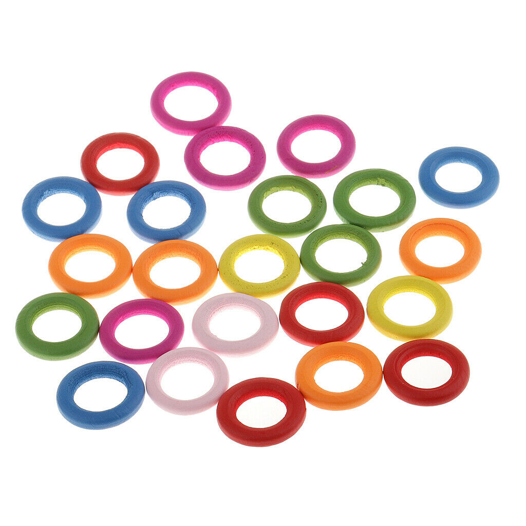 100Pieces Assorted Circle Wood Loop Rings Embellishments for DIY