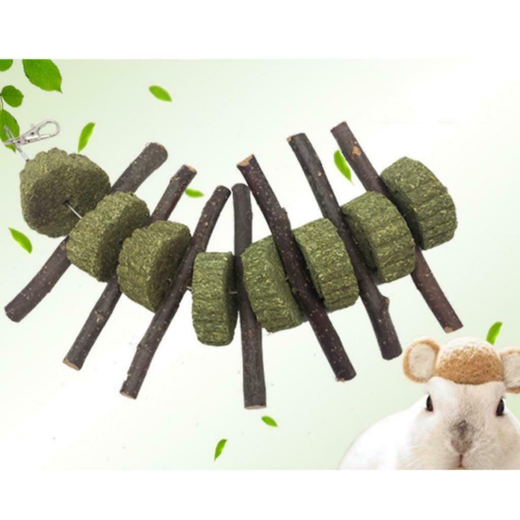 Wood Molar Sticks W/Grass Cake Pet Chinchilla