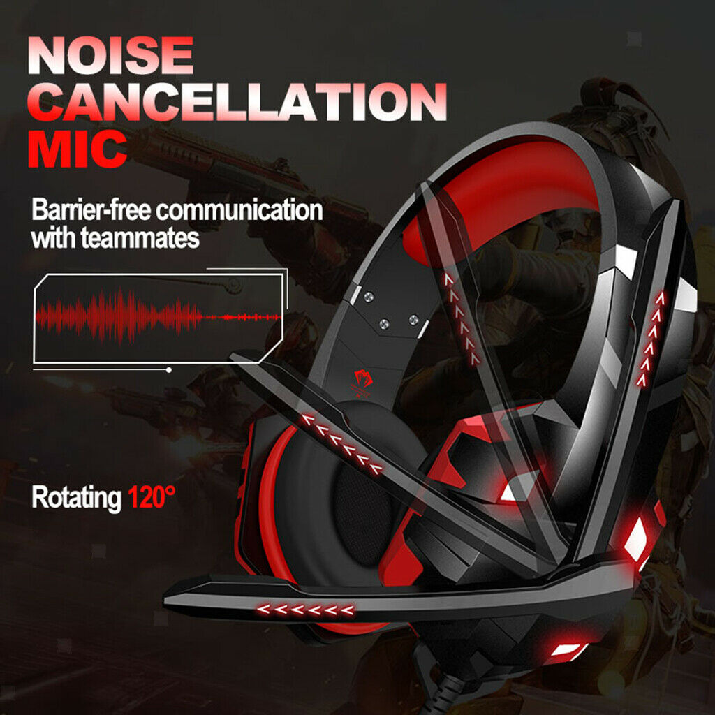 Surround Sound Gaming Headset Over Ear Noise Isolation Mic for Nintendo Red