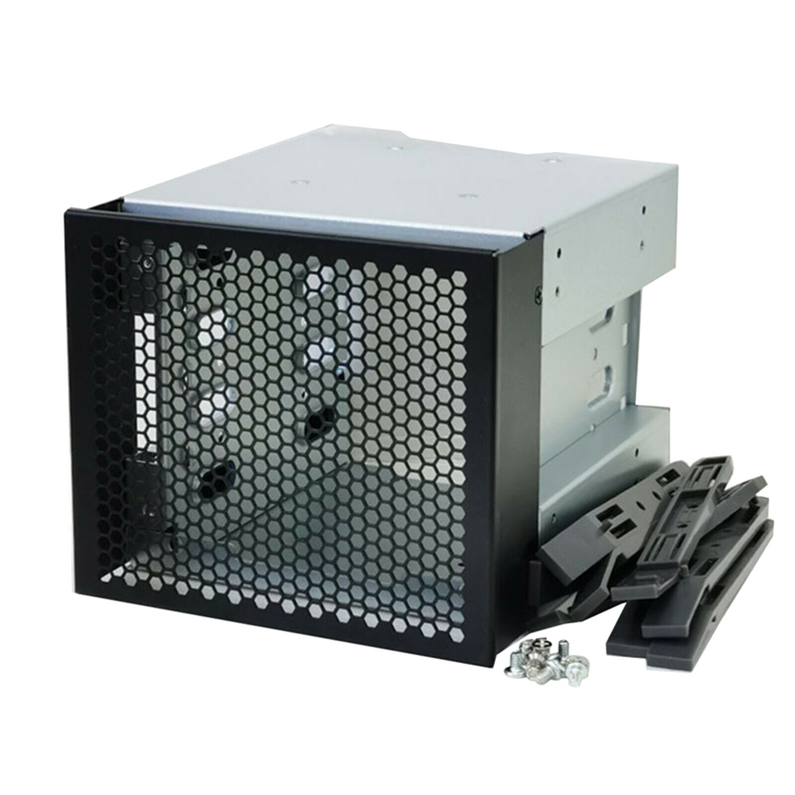 Metal 5 Inch 4-Bay 3.5" SATA SSD HDD Cage Hard Drive Caddy Bracket Converter