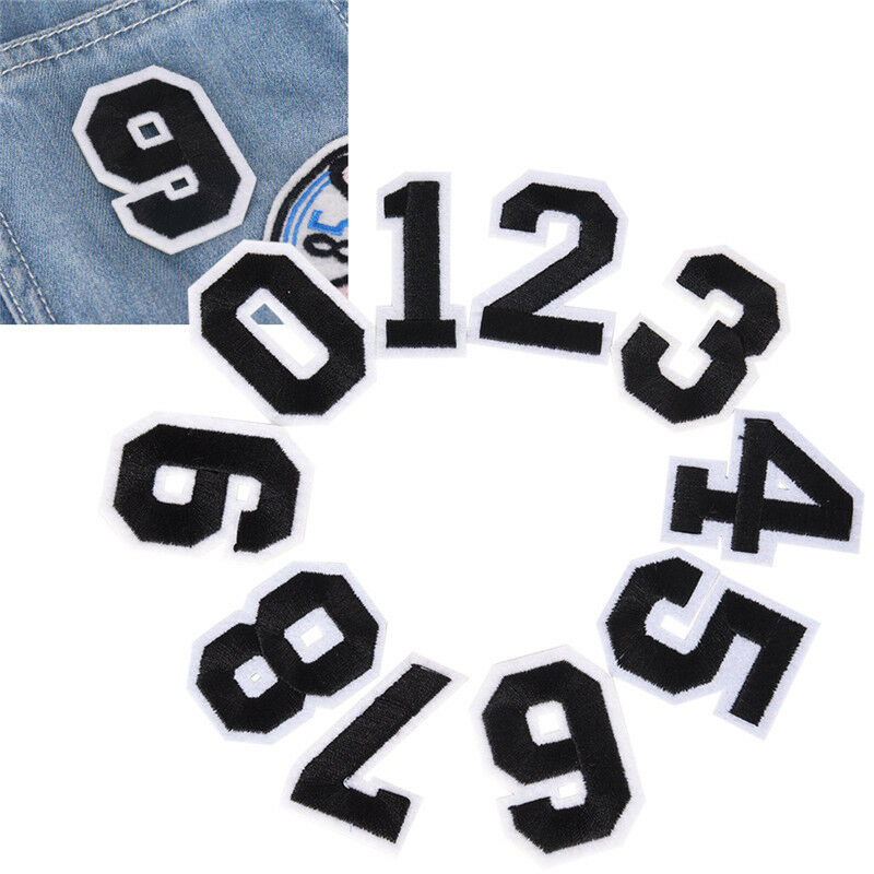 10PCs DIY Number Embroidery Sew On Iron Patch Badge Bag Fabric Applique Cr.l8