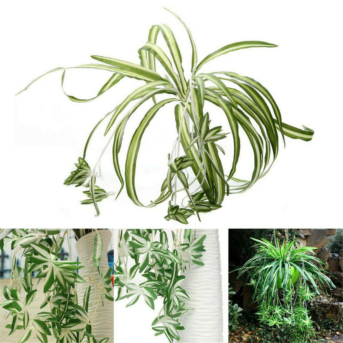 Artificial Silk Spider Chlorophytum Plant Comosum Faux Greenery House Room Decor