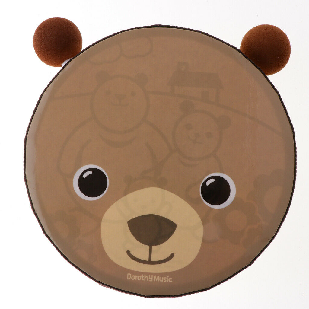 Cute Bear Wood Hand Drum with Drum Sticks Percussion Musical Instruments