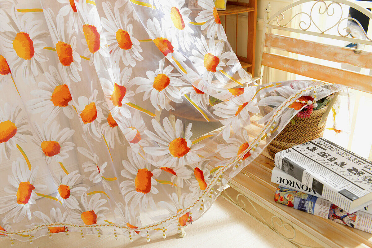 Sunflower Transparent Bird Nest Pattern Curtain Made Of Voile, Many Colors,