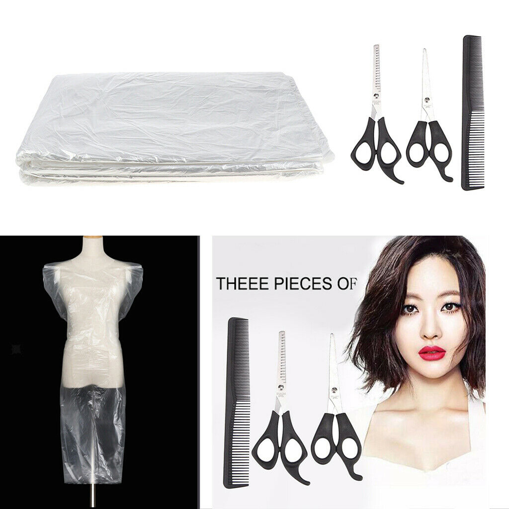5.5in Hair Cutting Scissors + 50x Disposable Hair Cut Capes Unisex Cloth