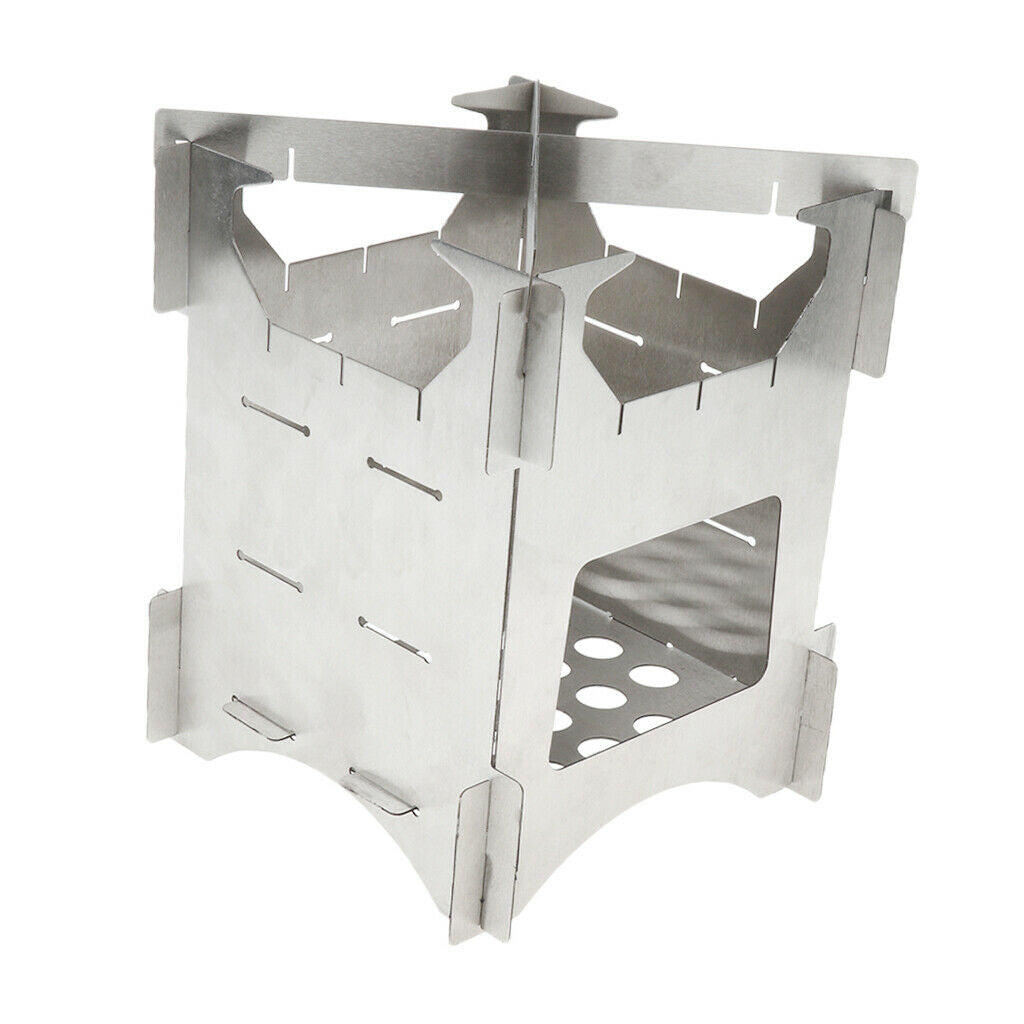 Stainless Steel Foldable Camping Stove Outdoor Picnic Wood Burner 20x16.5cm
