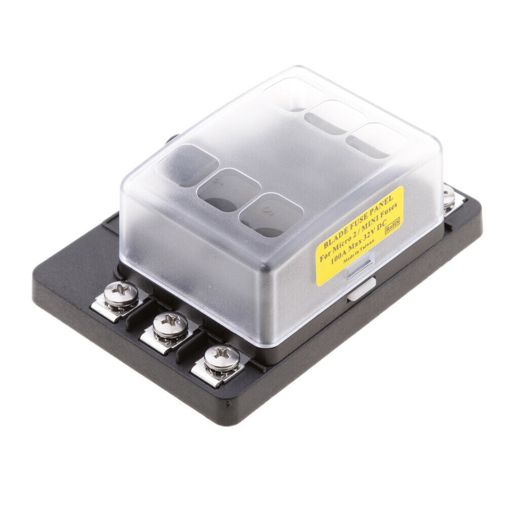 6-Way 32V Car Boat Blade Fuse Box Holder Panel for Mini Micro Fuses