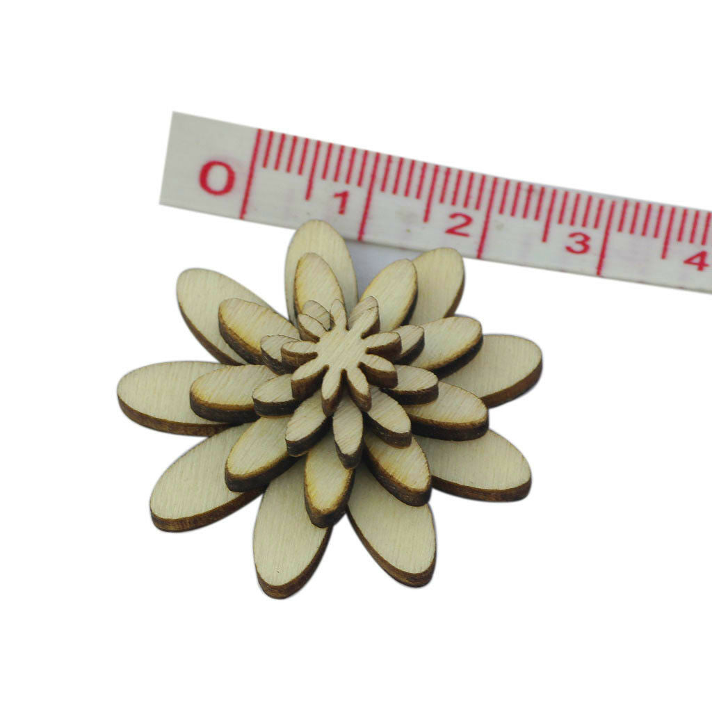 50pcs Wood Flower Embellishments for DIY Crafts Scrapbooking   Adornments