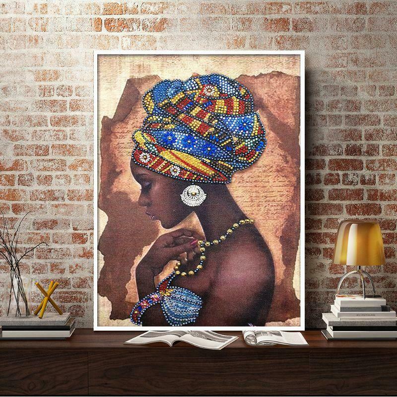 African Woman 5D Special Shaped Diamond Painting Embroidery Needlework Crystal