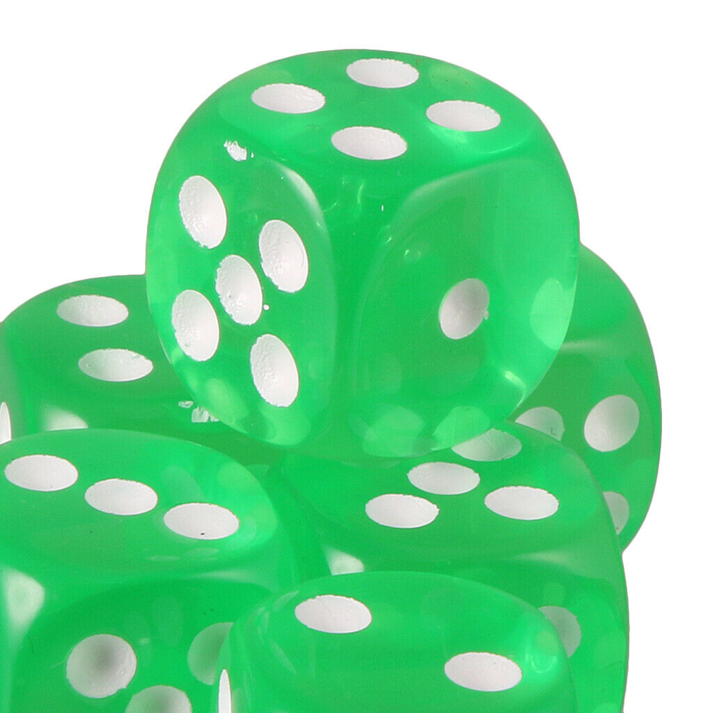 Acrylic Six Side Dice D6 16mm for Board Game Toys RPG DND Games Grass Green