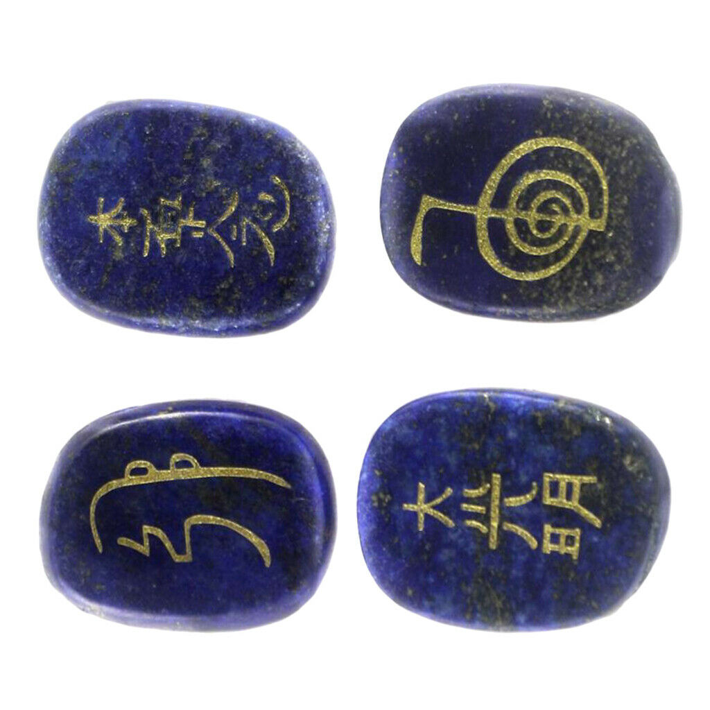 4 Pieces Crystal Pebble Eggstone Polish Sculpture Lapis Lazuli Jewels Decorative