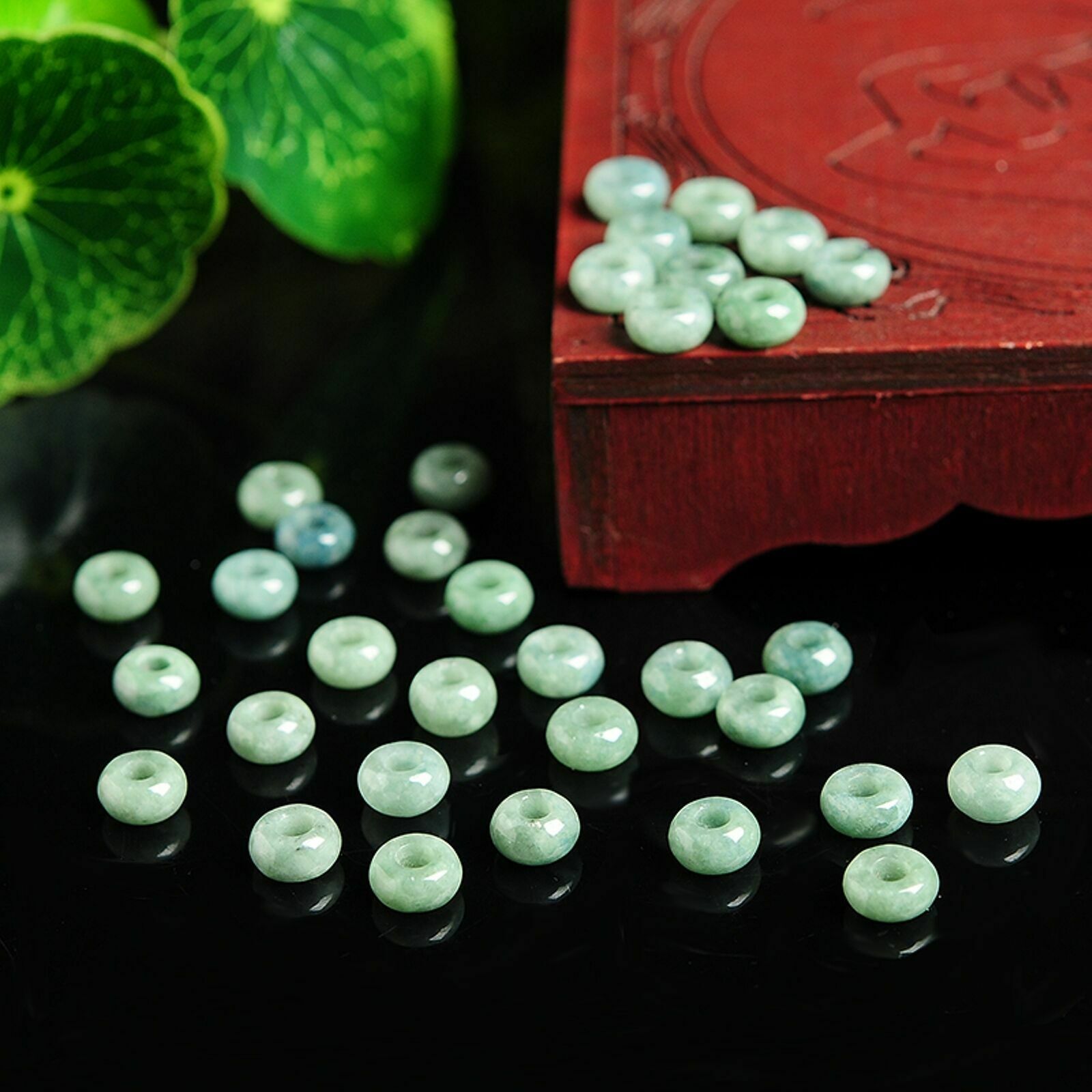 50pcs 5x11mm Grade Natural Green Jade Jadeite Smooth Loose Beads DIY Bracelet