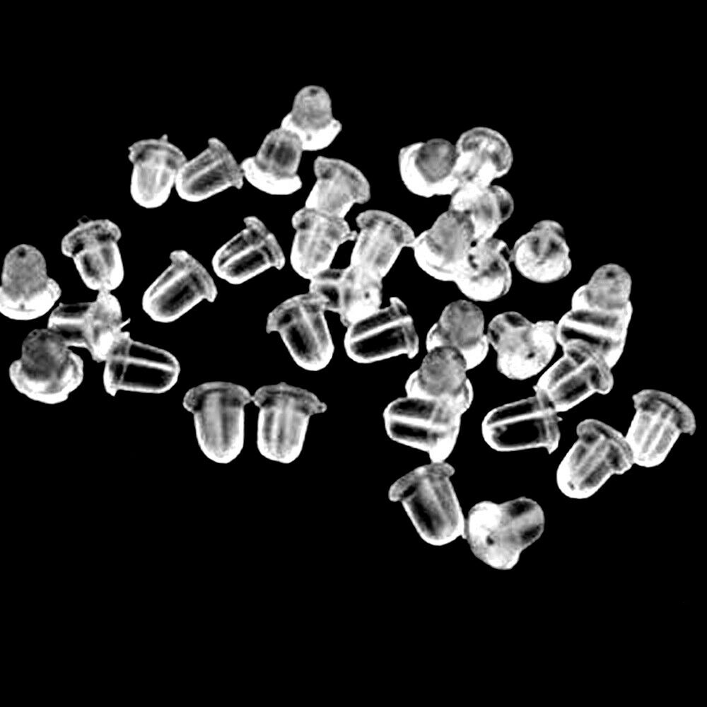 100pcs Earring Backs Set Transparent Plastic 4mm Locking Earring Backs Ear LIN