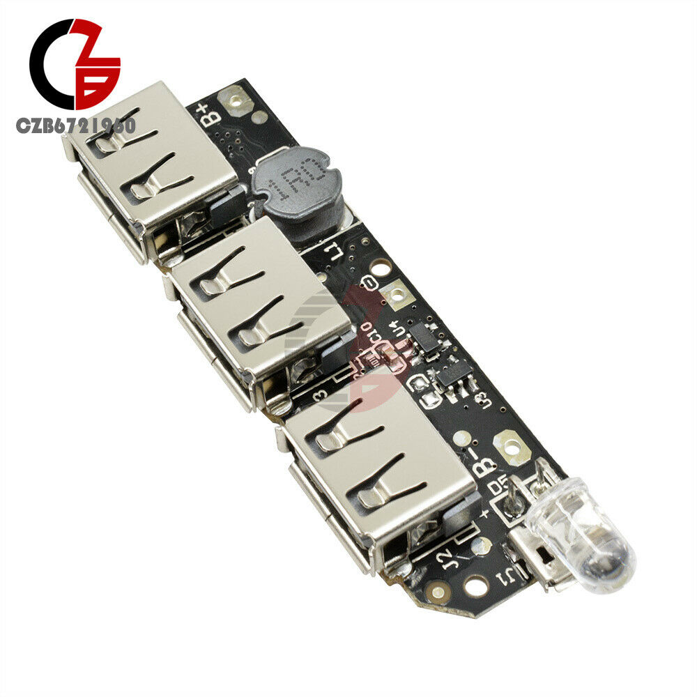 3 USB Power Bank Battery Charger Module Circuit Board Step-Up Boost 5V 2.1A