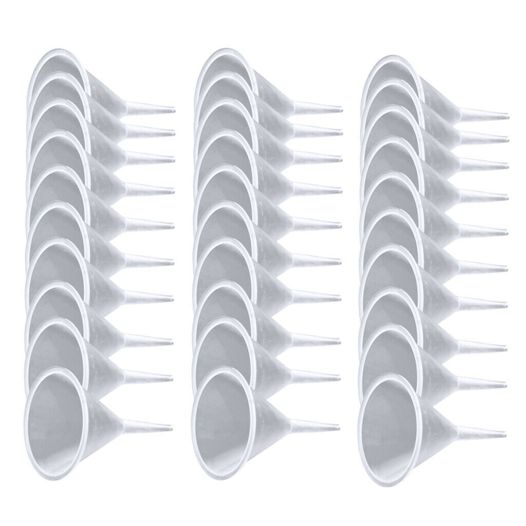 30PC Mini Funnels Dia. 3mm Filling Funnel Narrow Neck for Liquid Oil Plastic