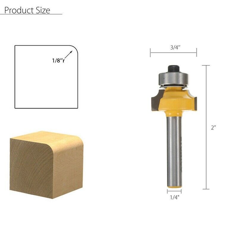 4x Round over Edging Router Bit Set 1/4 Inch Shank 1/2 Inch 3/8 Inch 1/4 Inch F6
