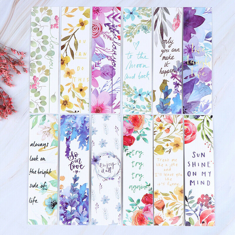 30pcs/set Flowers Bookmarks Message Cards Book Notes Paper Page Holder fo.l8