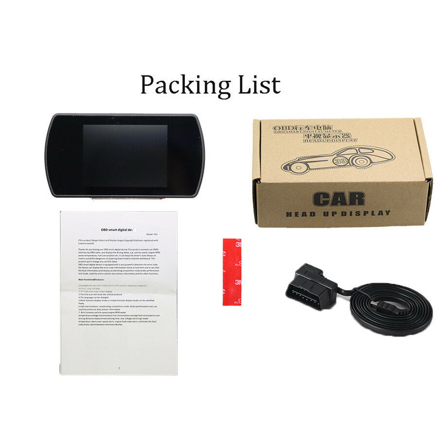 Multi-function LCD Smart Display Car Computer OBD Hud Real Time Monitor Alarm